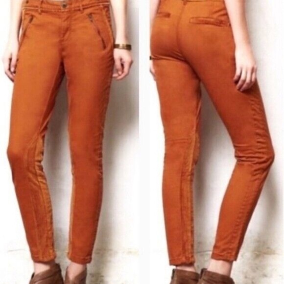 Pilcro & The Letterpress Serif Velvet Maroon Skinny Pants Jeans Size 26 Women's - Picture 1 of 7